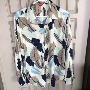 VTG Guess SzXL Fall Buttonup Ladies Long Sleeve Blouse Rayon No Buttons